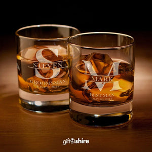 Custom Groomsman Rocks Glass - GiftShire
