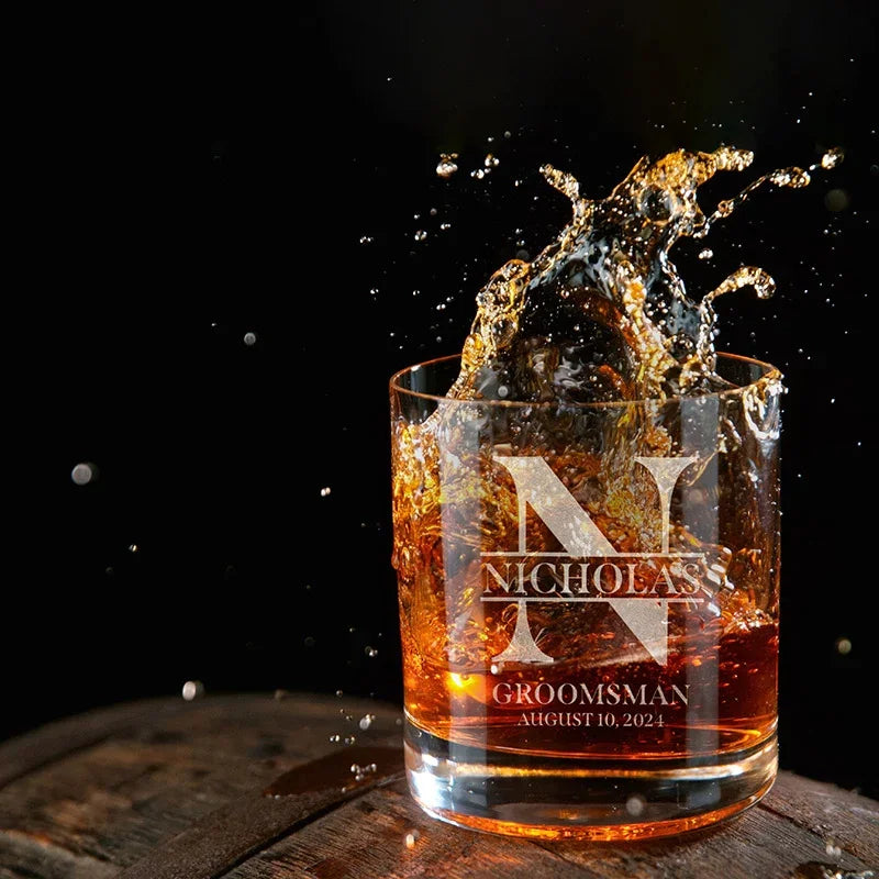 Custom Groomsman Rocks Glass - GiftShire