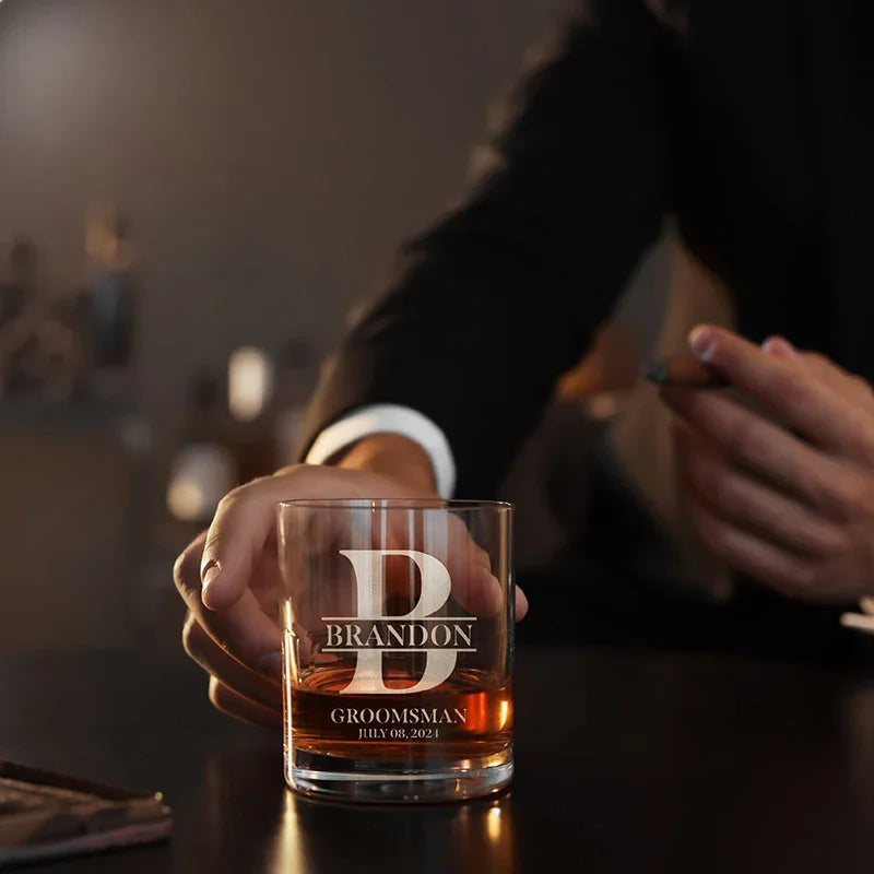 Custom Groomsman Rocks Glass - GiftShire