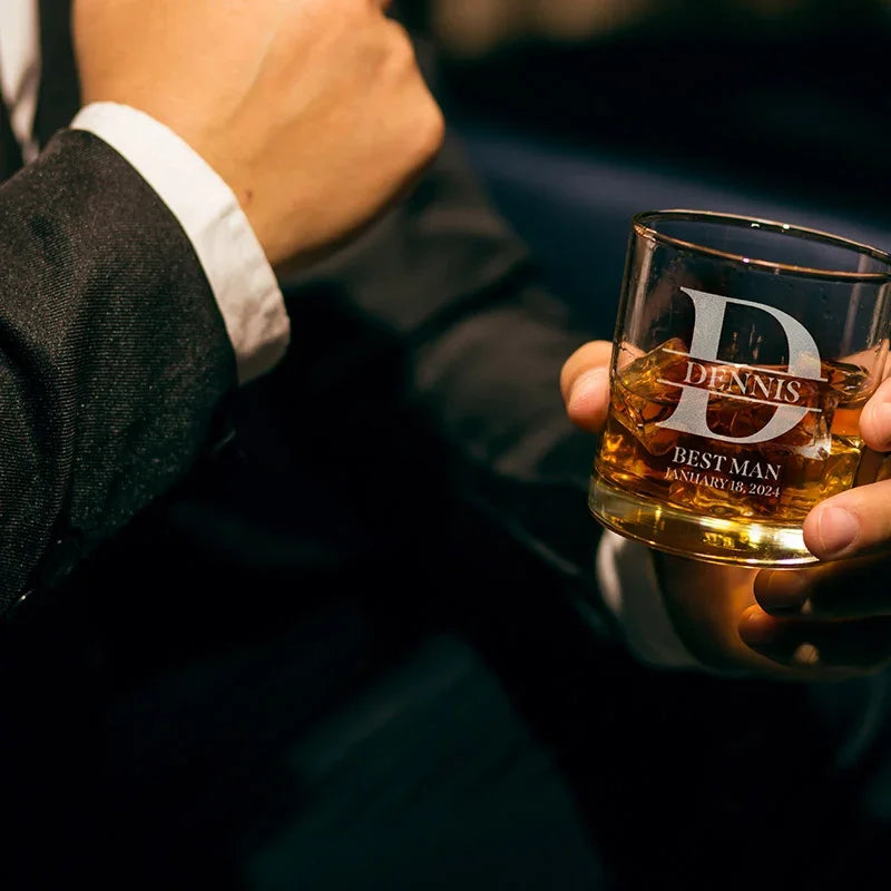 Custom Groomsman Rocks Glass - GiftShire