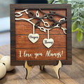 Custom Hanging Name Hearts on Family Tree Branch Wooden Sign