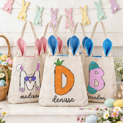 Custom Initial Easter Bags for Kids – Tote Bags for Egg Hunt