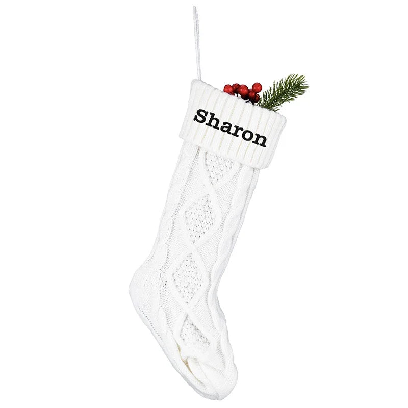 Custom Knit Christmas Stocking with Embroidered Name - GiftShire