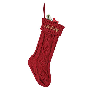 Custom Knit Christmas Stocking with Embroidered Name - GiftShire
