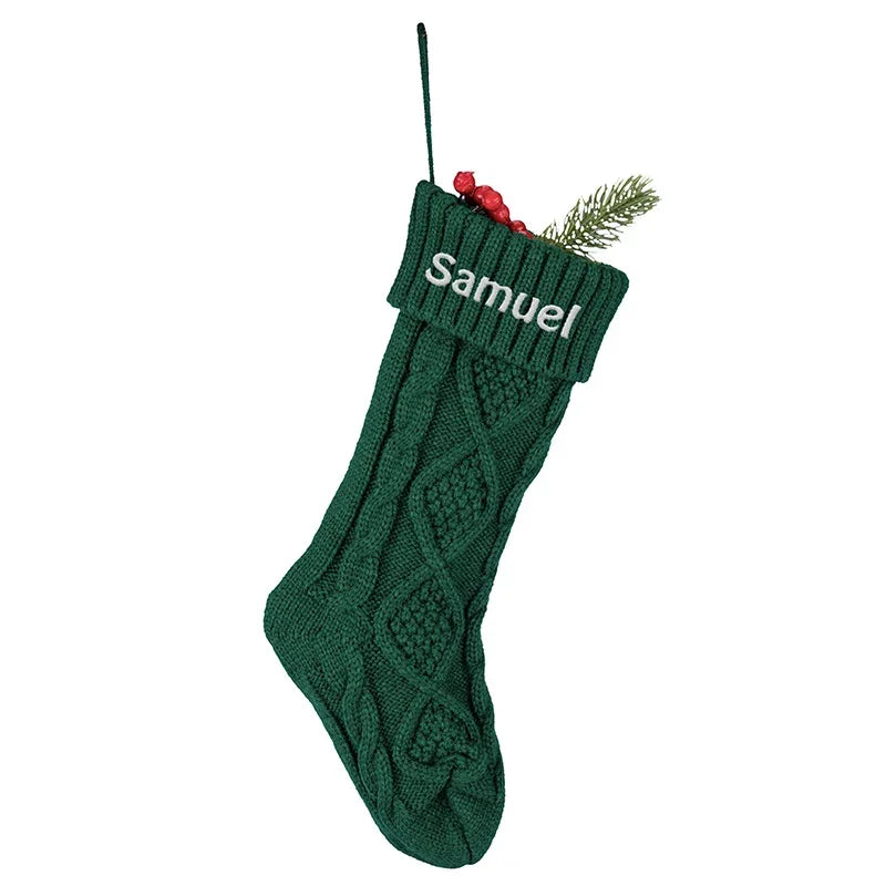 Custom Knit Christmas Stocking with Embroidered Name - GiftShire