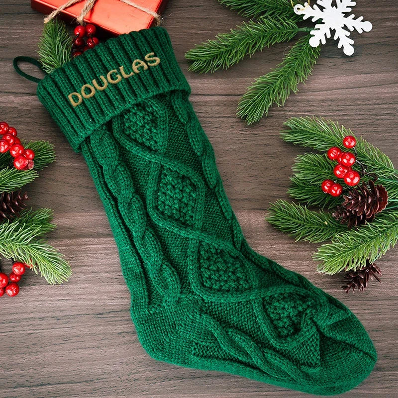 Custom Knit Christmas Stocking with Embroidered Name - GiftShire