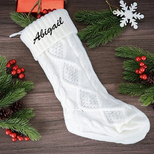 Custom Knit Christmas Stocking with Embroidered Name - GiftShire