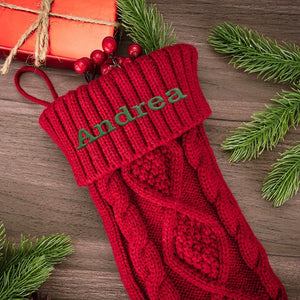 Custom Knit Christmas Stocking with Embroidered Name - GiftShire
