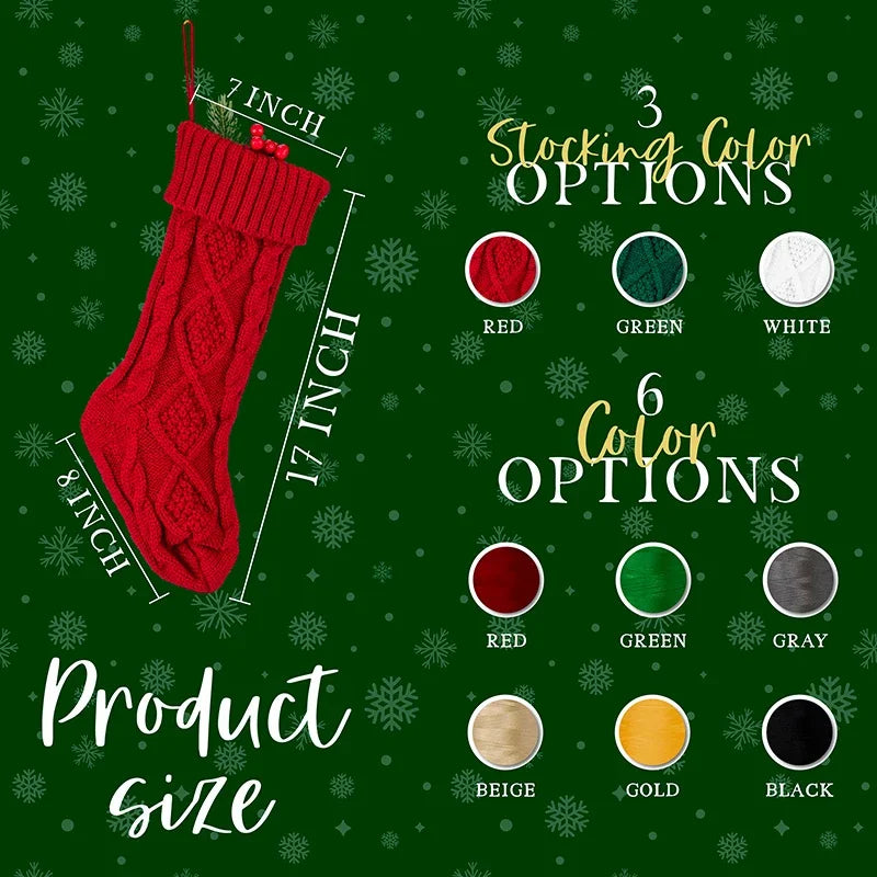Custom Knit Christmas Stocking with Embroidered Name - GiftShire