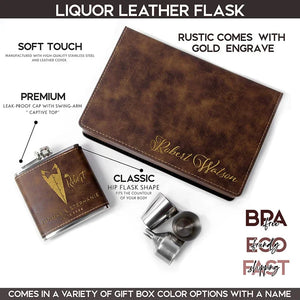 Custom Leather Groomsman Flask, Gift for Wedding - GiftShire