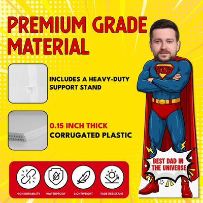 Custom Life-Size Photo Face Super Dad Standee, Up to 8 Feet