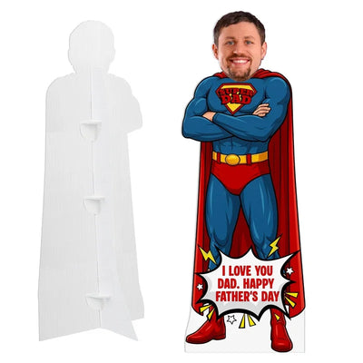 Custom Life-Size Photo Face Super Dad Standee, Up to 8 Feet