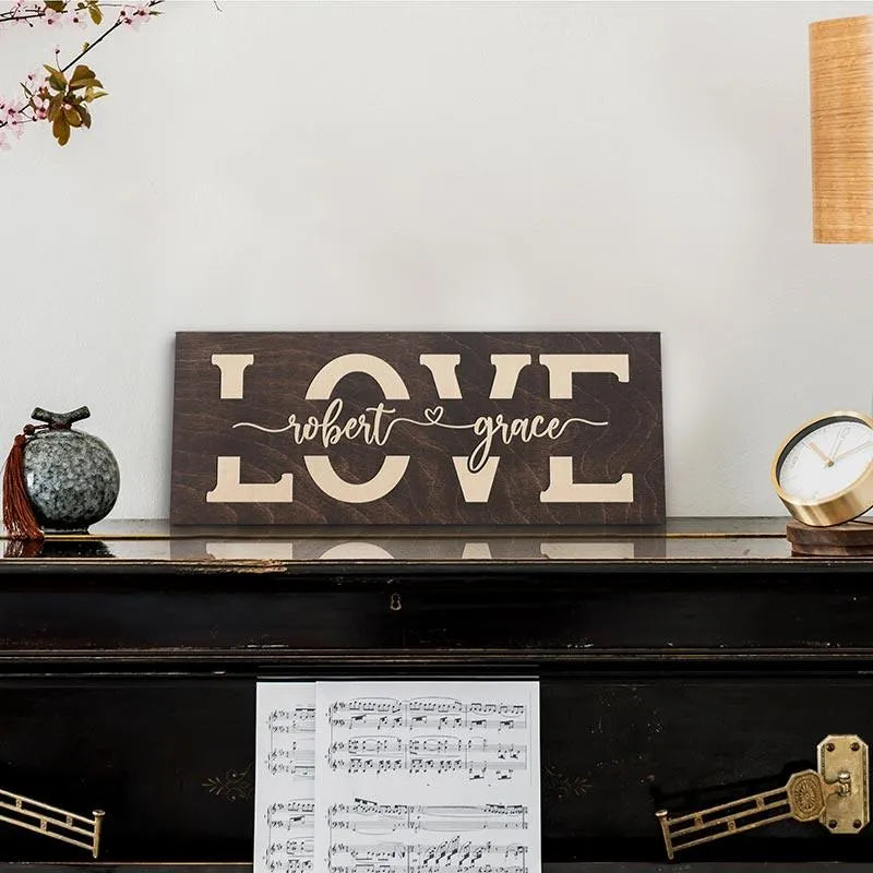 Custom Love Sign, Personalized Couple Sign, Gift for Couple - GiftShire