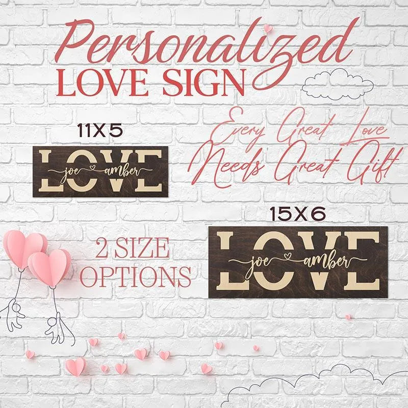 Custom Love Sign, Personalized Couple Sign, Gift for Couple - GiftShire