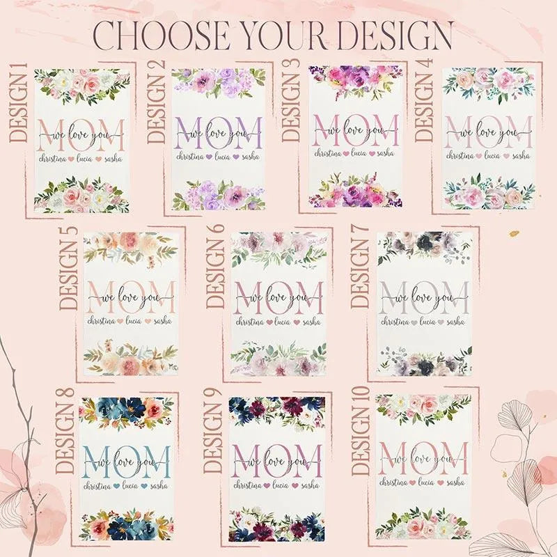 We Love You Mom Cuddly Blanket with Custom Kids Name - GiftShire