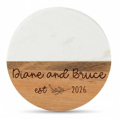 Custom Marble & Wood Coaster for Families