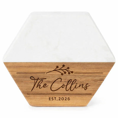 Custom Marble & Wood Coaster for Families