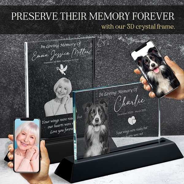 3D Crystal Frame, Custom Memorial Frame