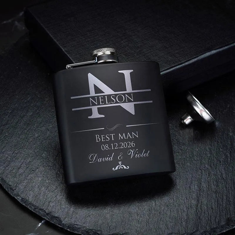 Custom Metal Groomsmen Flask, Gift for Team - GiftShire
