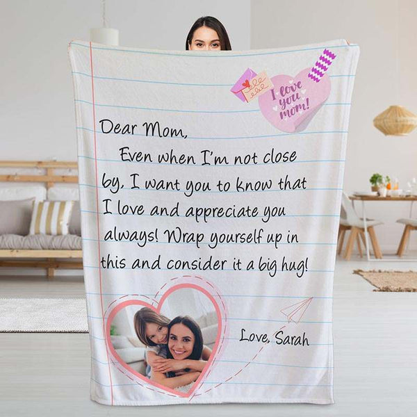 Custom Mom Blanket with Photo-Gift for Mom