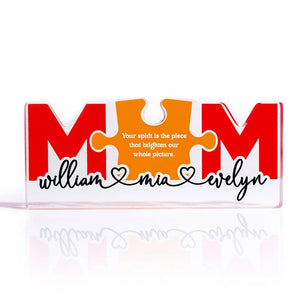 Personalized Acrylic Mom Puzzle Block with Custom Kids Names - GiftShire