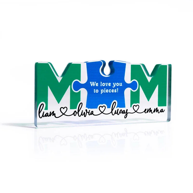 Personalized Acrylic Mom Puzzle Block with Custom Kids Names - GiftShire