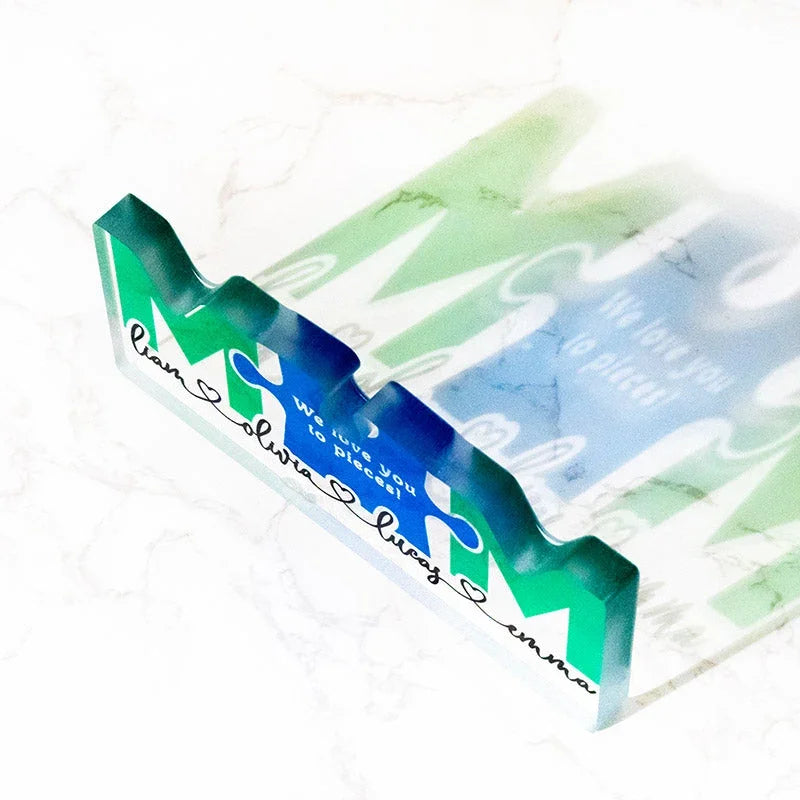 Personalized Acrylic Mom Puzzle Block with Custom Kids Names - GiftShire