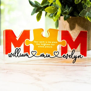 Personalized Acrylic Mom Puzzle Block with Custom Kids Names - GiftShire