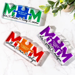 Personalized Acrylic Mom Puzzle Block with Custom Kids Names - GiftShire