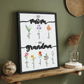 Custom MOM to Grandma Sign wtih Kids’ Birth Flowers