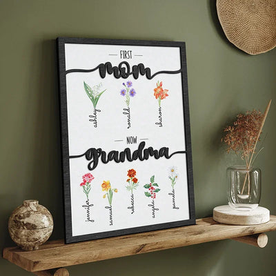 Custom MOM to Grandma Sign wtih Kids’ Birth Flowers