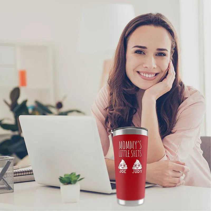 Mommy’s Little Shits Custom Funny Tumbler for Moms - GiftShire