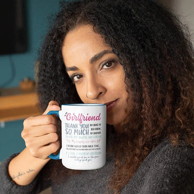 Custom Mug For Girlfriend with Couples Illustration