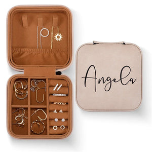 Custom Name Engraved Leatherette Jewelry Organizer Case - GiftShire