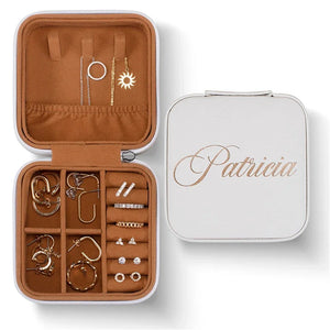Custom Name Engraved Leatherette Jewelry Organizer Case - GiftShire