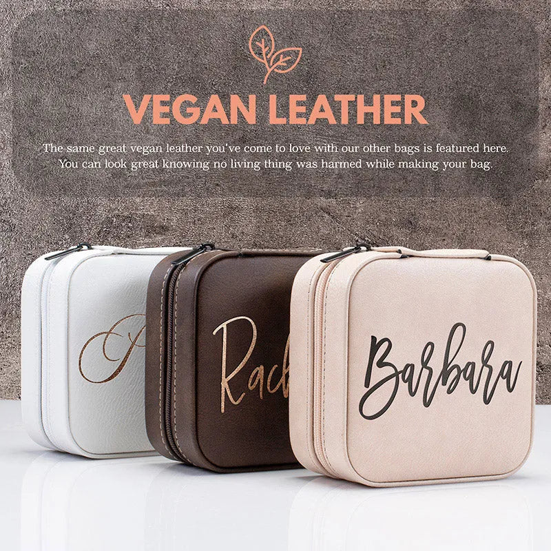 Custom Name Engraved Leatherette Jewelry Organizer Case - GiftShire