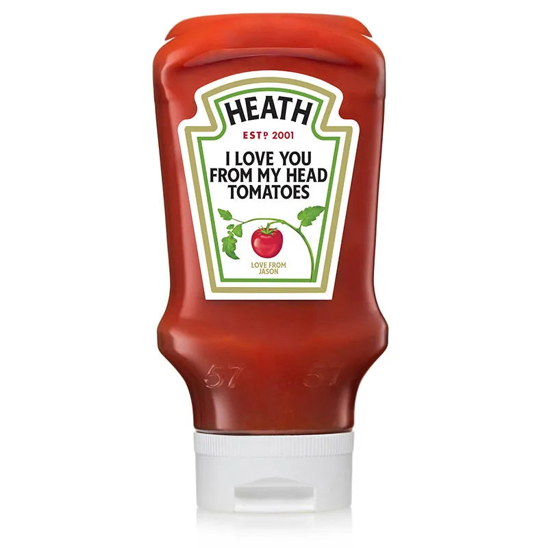 Custom Name Ketchup Label Prepared With Funny Message