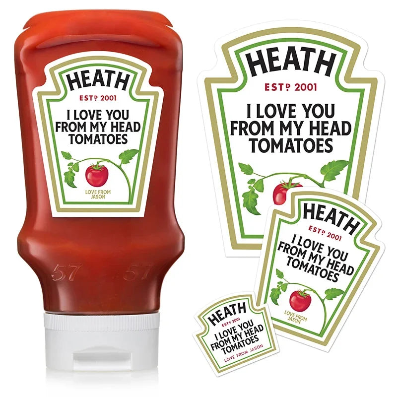 Custom Name Ketchup Label Prepared With Funny Message