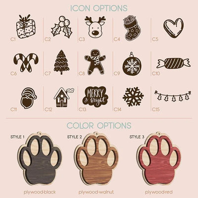 Cutout Paw Print Ornament with Personalized Name - GiftShire