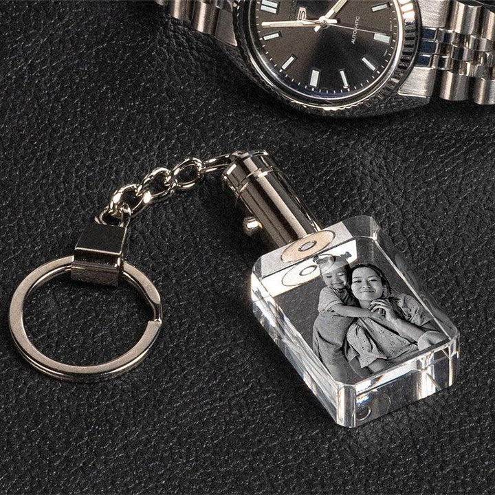 3D Rectangular Glass Key Chain, Custom Photo Chain - GiftShire