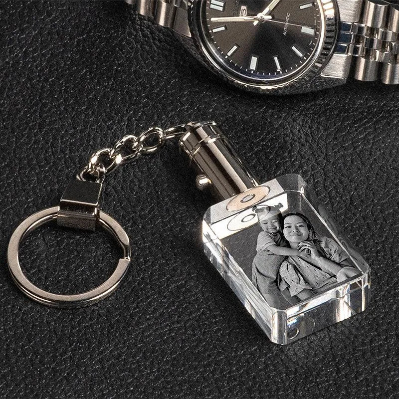 Personalized 3D Crystal Photo Keychain with Led Light - GiftShire