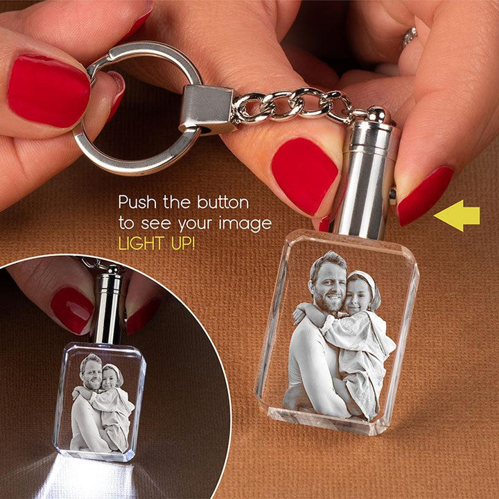 3D Rectangular Glass Key Chain, Custom Photo Chain - GiftShire