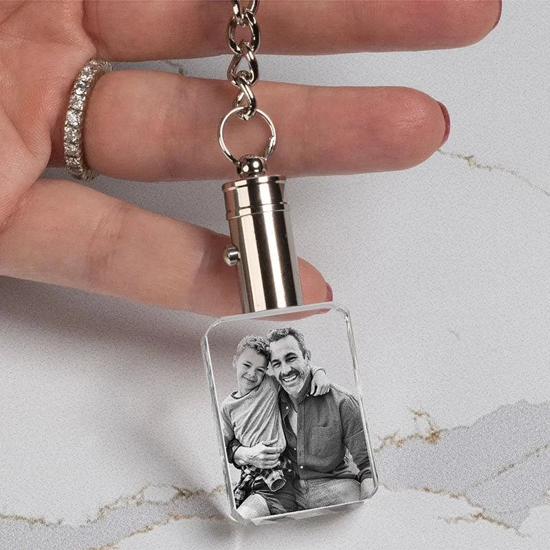 Personalized 3D Crystal Photo Keychain with Led Light - GiftShire