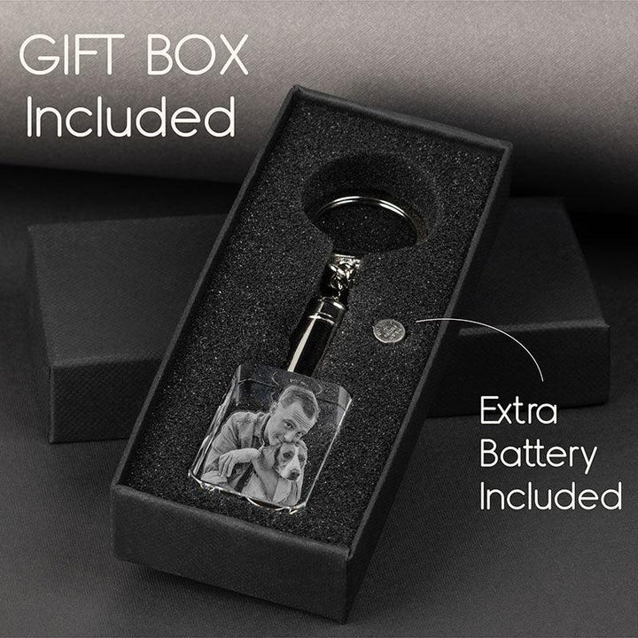 3D Rectangular Glass Key Chain, Custom Photo Chain - GiftShire