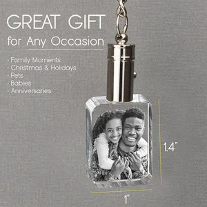 Personalized 3D Crystal Photo Keychain with Led Light - GiftShire