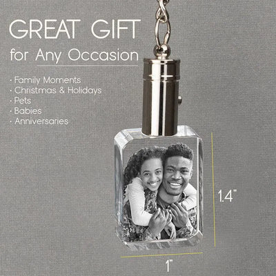 Personalized 3D Crystal Photo Keychain with Led Light - GiftShire