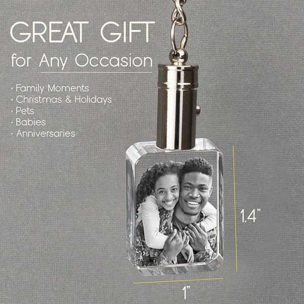 Personalized 3D Crystal Photo Keychain with Led Light - GiftShire