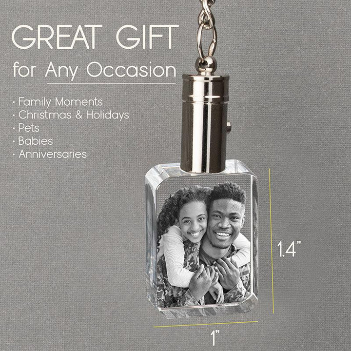 3D Rectangular Glass Key Chain, Custom Photo Chain - GiftShire
