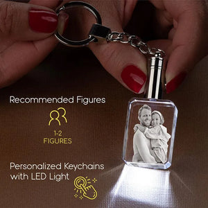Personalized 3D Crystal Photo Keychain with Led Light - GiftShire