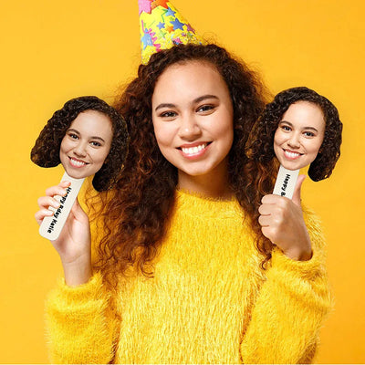 Custom Photo Face Fan Heads on Stick